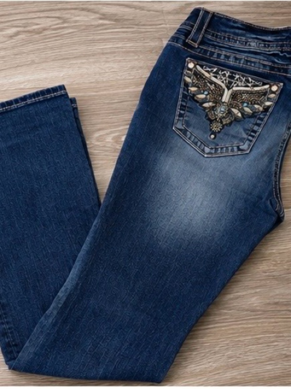 Miss Me Indigo Bootcut Jeans with Embellished Back Pocket